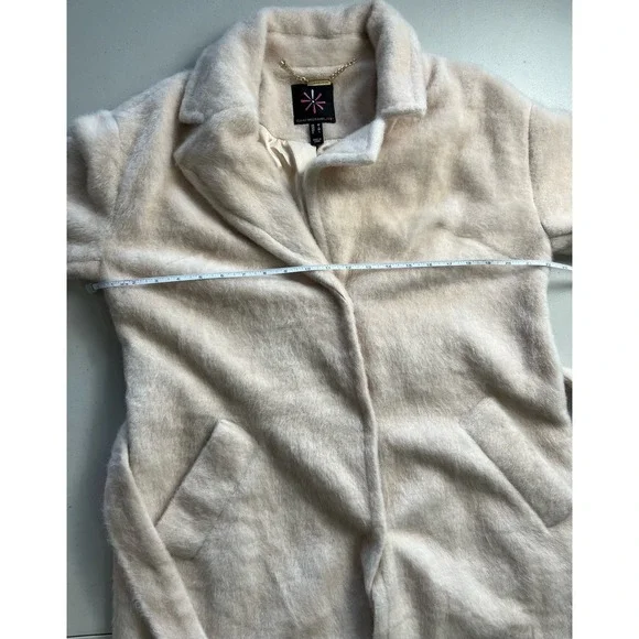Isaac Mizrahi Wrap Long Coat with Notched Collar & Pockets OYSTER NWOT SIZE M - Picture 8 of 12